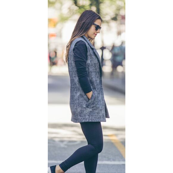 Lululemon Sz 2 Blazer Vest Burlap Texture Black Dune French Terry‎ Soft Stretchy - Picture 11 of 12